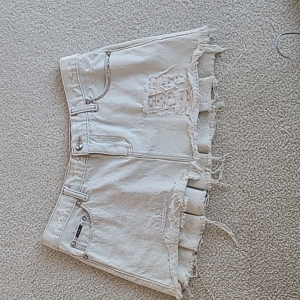 Light Blue Denim Mini Skirt With Swarovski Crystals NEVER WORN